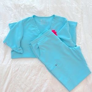 Figs Neon Blue Scrubs Set